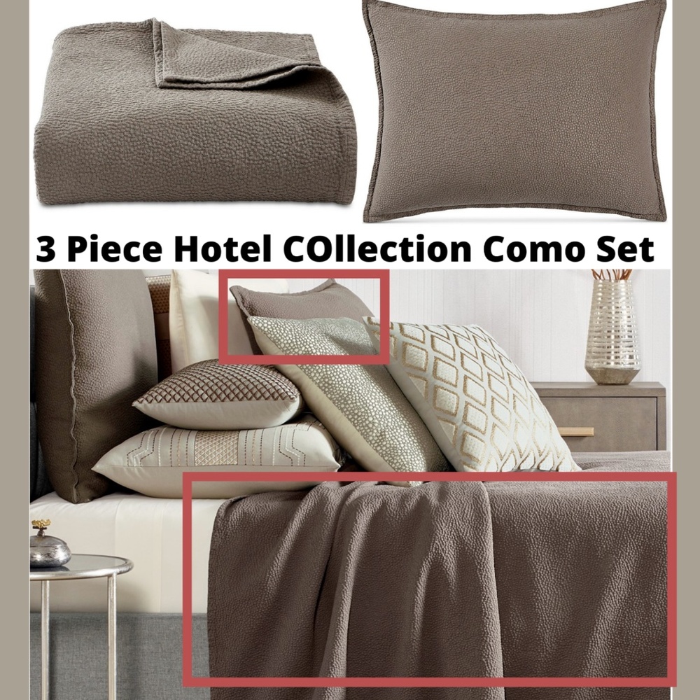 NIB Hotel Collection‎ Como (1) King Coverlet Blanket +(2) King Shams - Picture 3 of 12